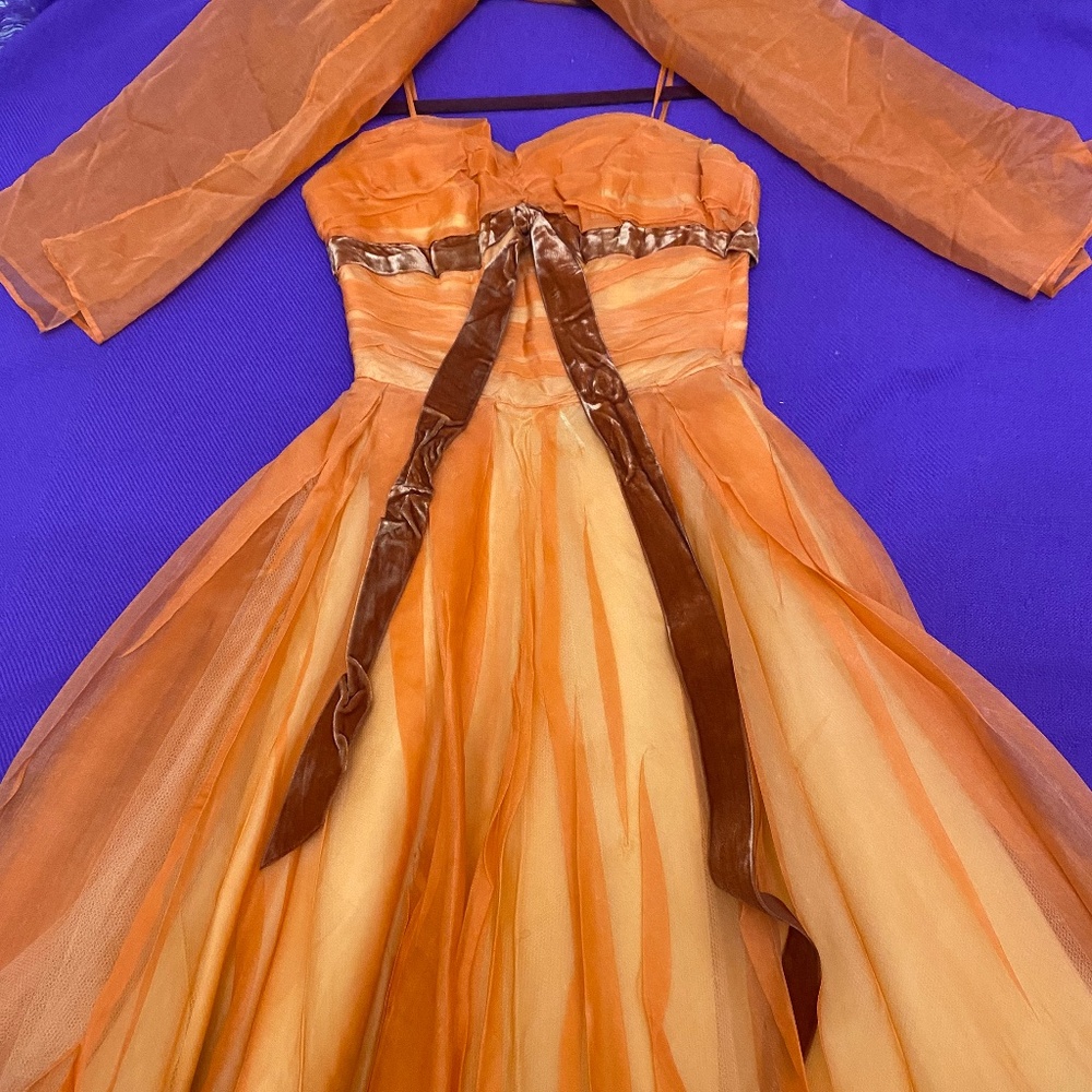 Vintage designer 1950’s orange cocktail dress